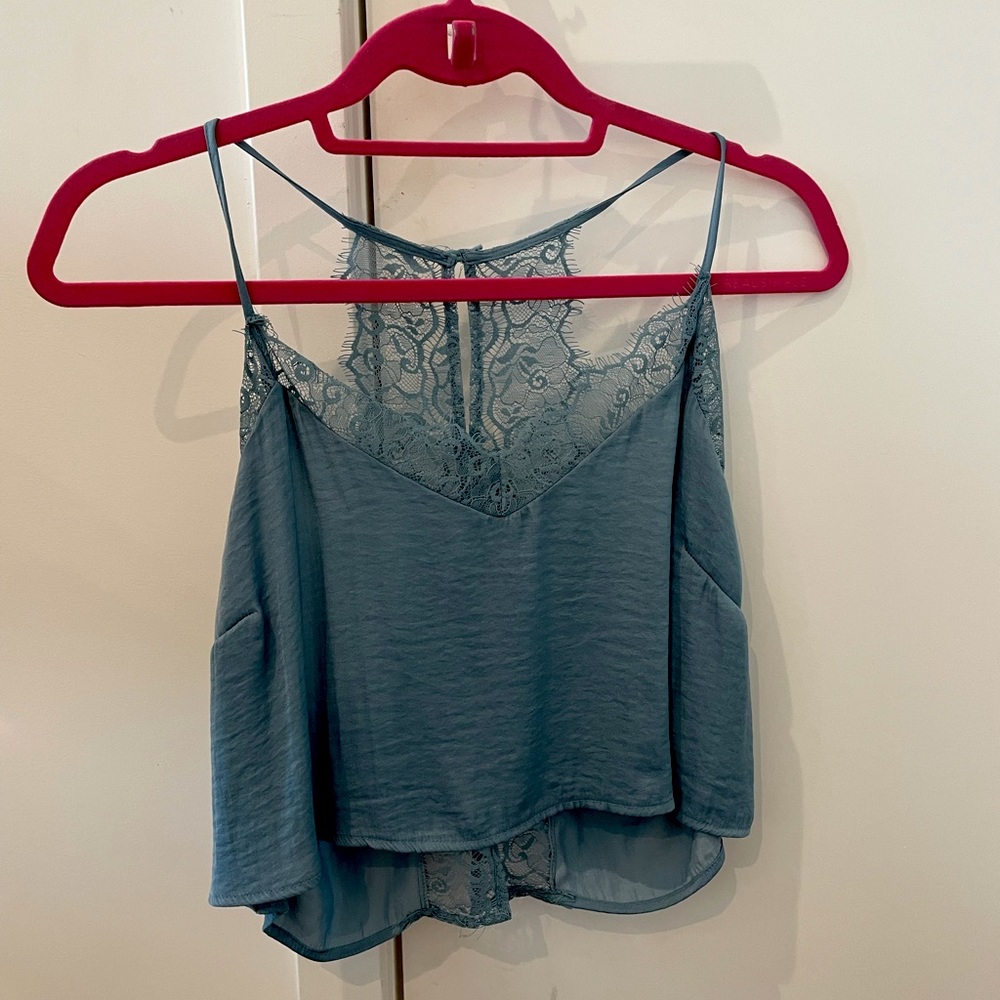 forever 21 light blue halter lace crop top